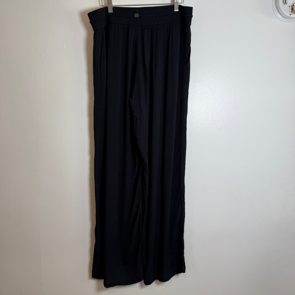 prAna Black Wide Leg Gauze Pants Relaxed Fit Comfort Stretch Waist Size L - Picture 3 of 8